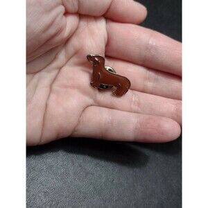 **Final Sale** Tiny brown enamel dachshund pin